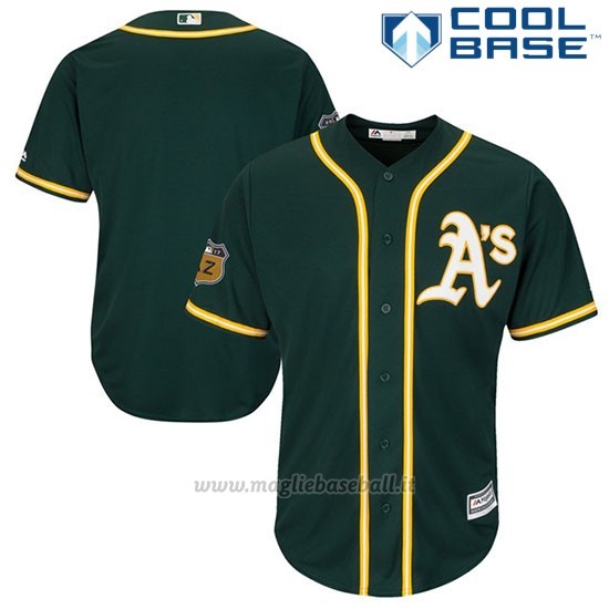 Maglia Baseball Uomo Oakland Athletics Oakland Verde 2017 Allenamento Primaverile Cool Base